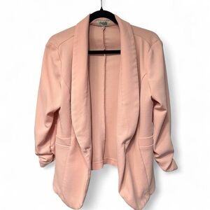 Women’s Pink Blazer with Ruched 3/4 Sleeves